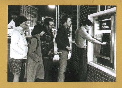 `Lloyds Bank, Cashpoint at Upminster Branch 1981` from 2015 - Postally Unused - Lloyd`s Postcard.